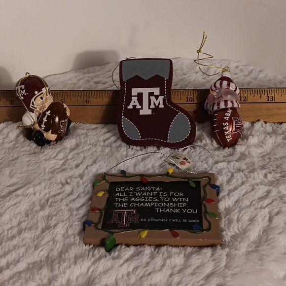 Four Texas A&M Christmas Ornaments - Picture 1 of 6